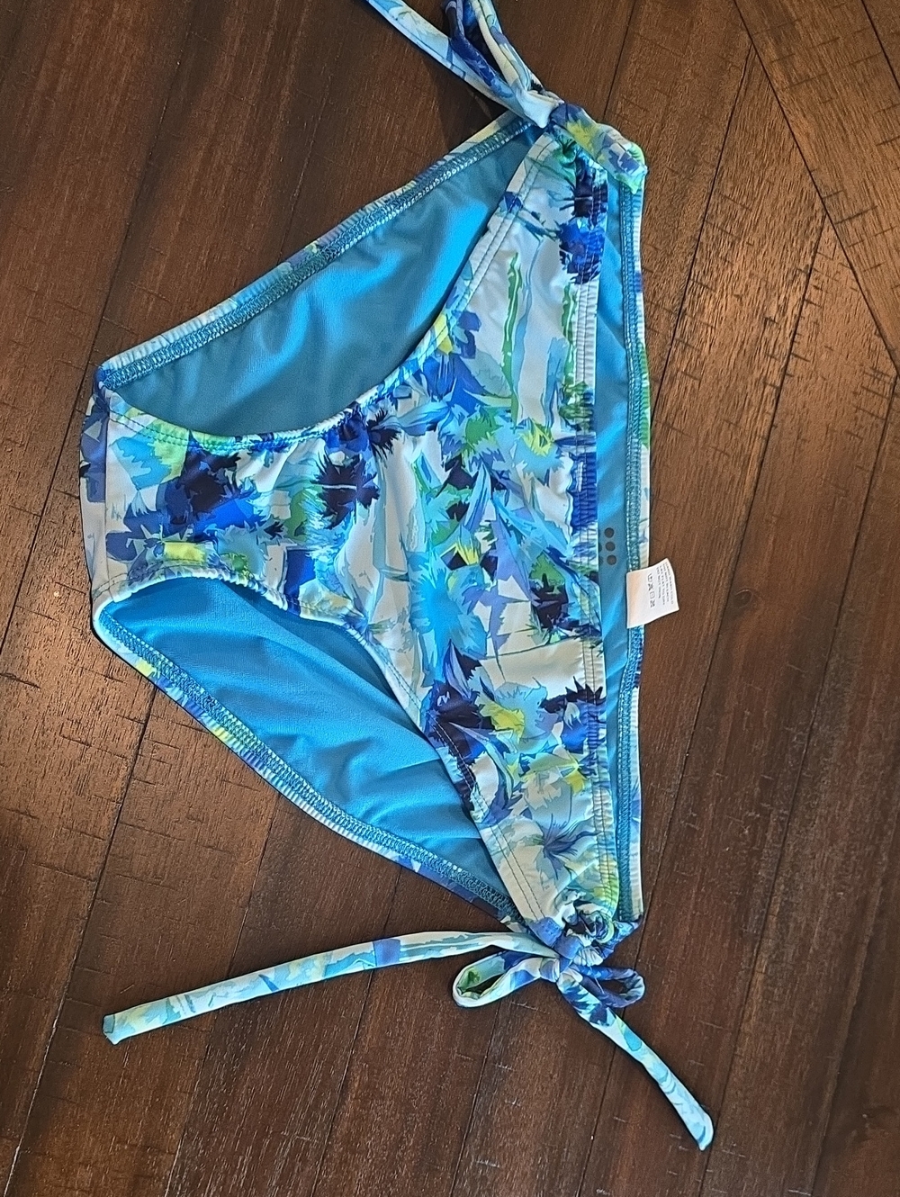 Title Nine Turquoise Floral Tie-Side Bikini Bottom ~ L